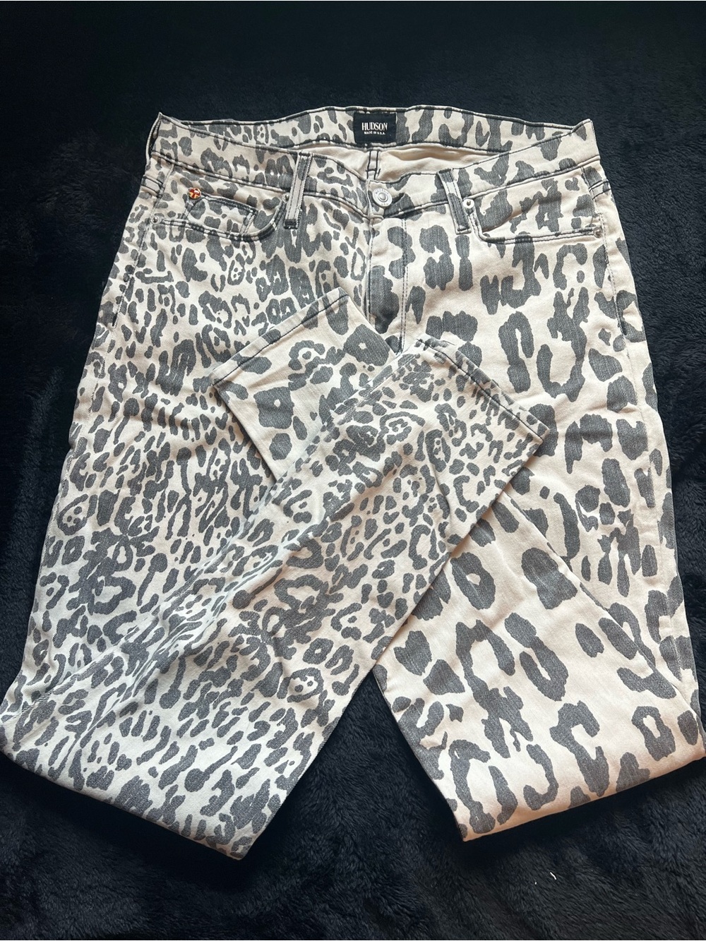 Hudson Nico Mid Rise Super Skinny Leopard Print Jeans Size 32